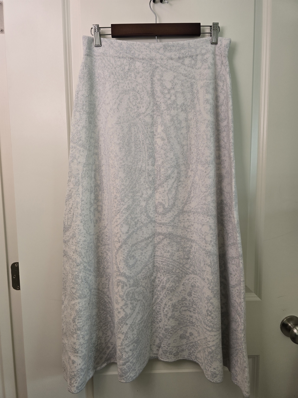 Ann Taylor Silver Paisley Maxi Sweater Skirt